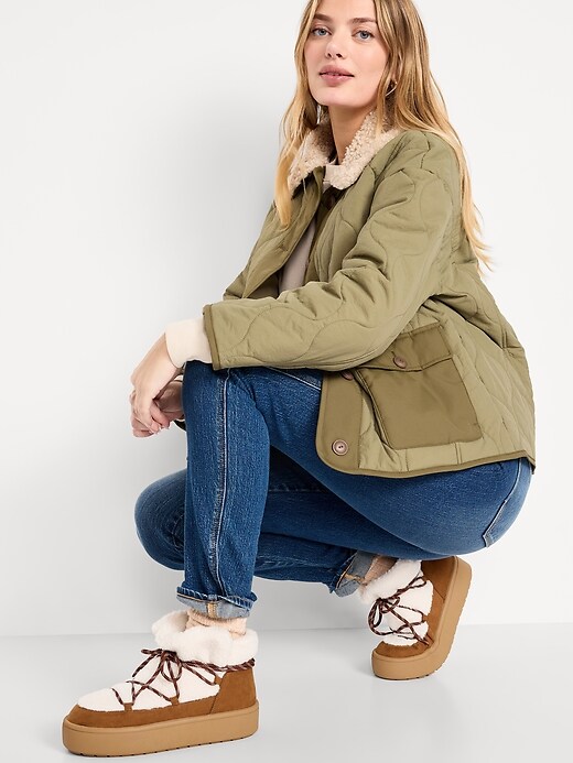 Image number 2 showing, Cozy Lace-Up Platform Booties for Women