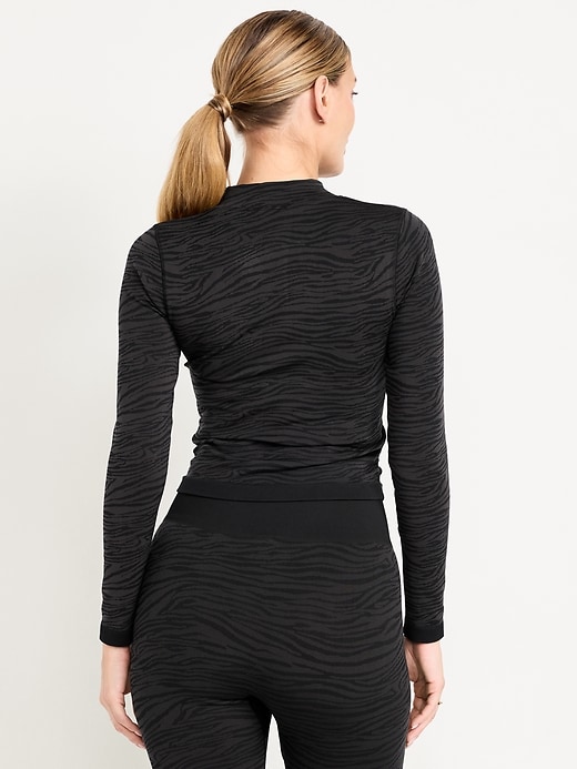 Image number 2 showing, Seamless Jacquard Mock-Neck Half-Zip Top