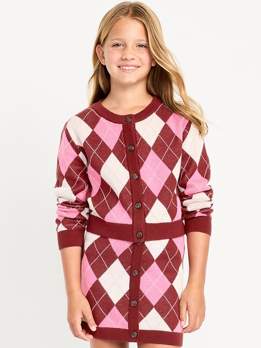 Image number 1 showing, Printed Cardigan Sweater for Girls