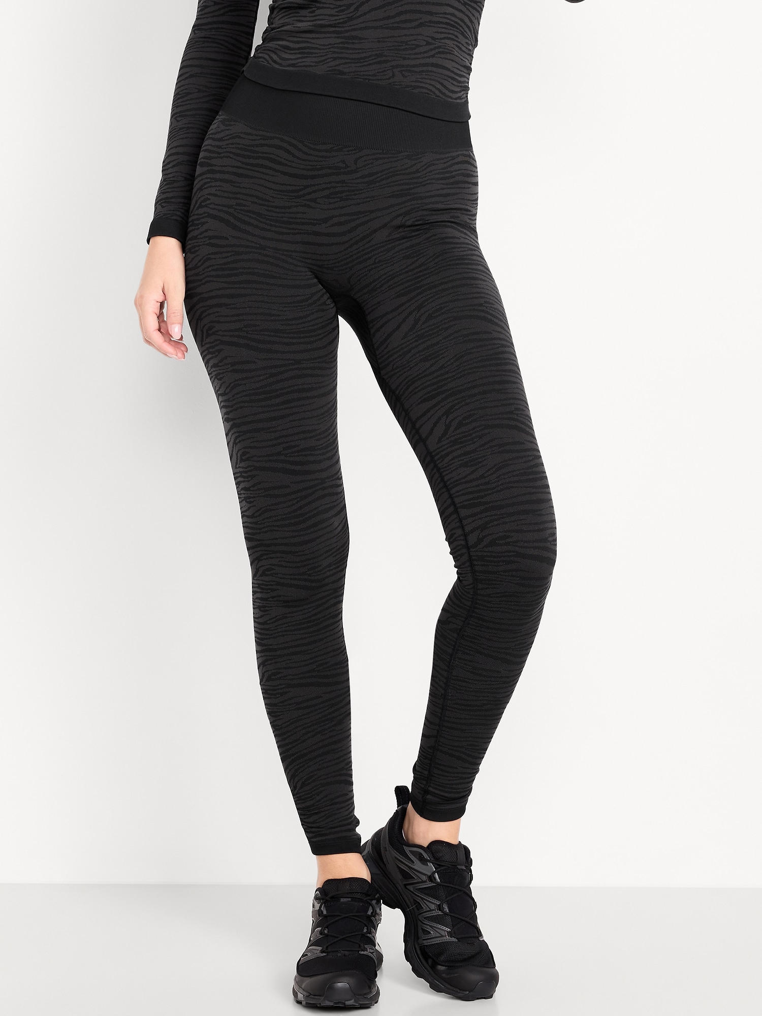 High-Waisted Seamless Jacquard Leggings