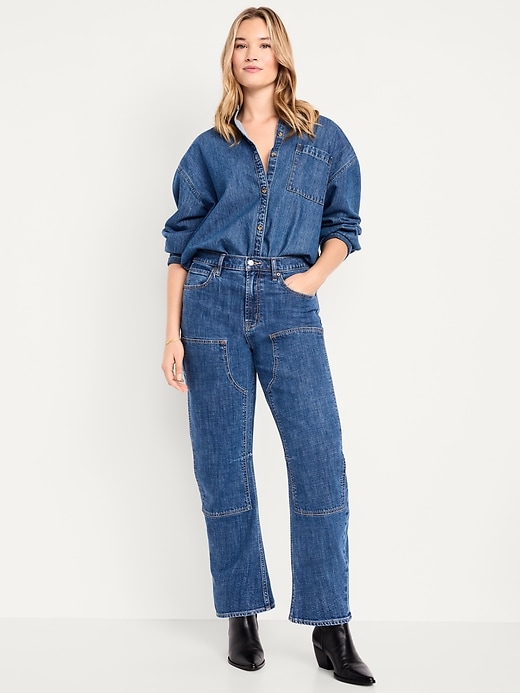 Image number 5 showing, High-Waisted Baggy Barrel Utility Jeans
