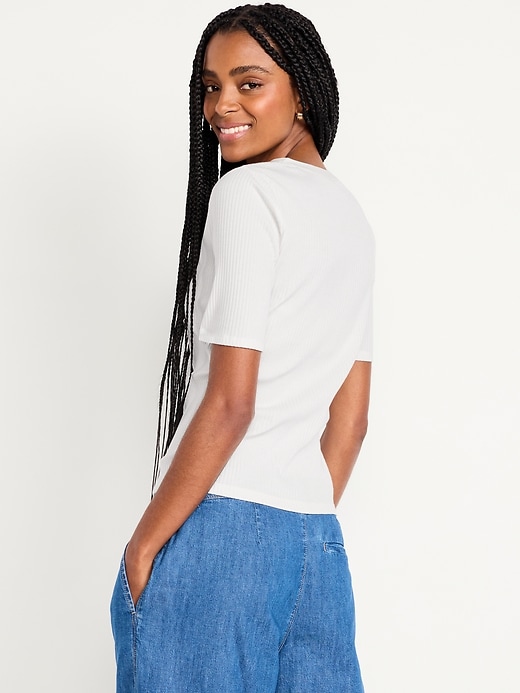 Image number 2 showing, Short Sleeve Lace-Front Top