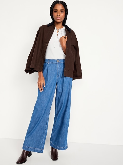 Image number 3 showing, Short Sleeve Lace-Front Top