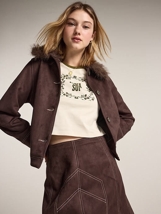 Image number 3 showing, Old Navy x Anna Sui Vegan Suede Boxy Jacket