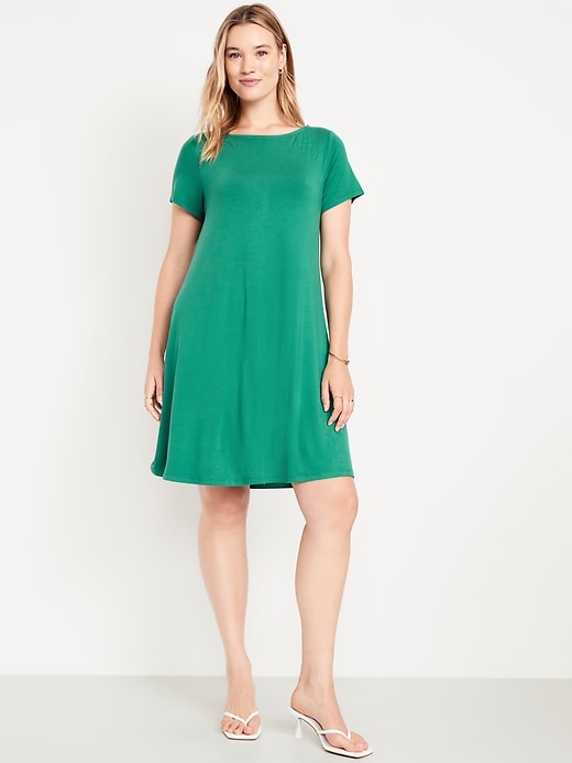 Image number 6 showing, Short-Sleeve Mini Swing Dress