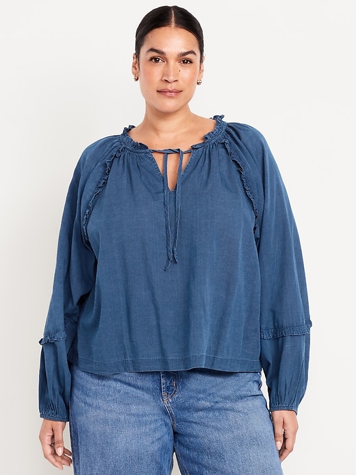 Image number 7 showing, Long-Sleeve Ruffle Trim Top
