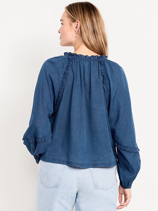 Image number 6 showing, Long-Sleeve Ruffle Trim Top