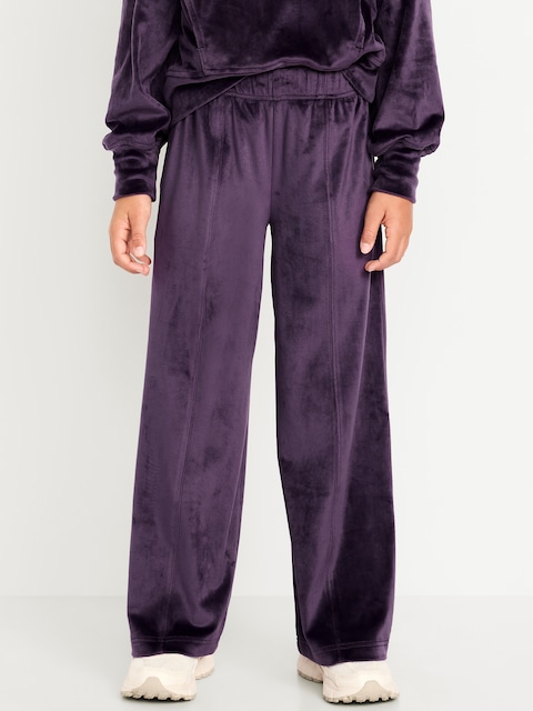 High-Waisted Velour Wide-Leg Pants for Girls