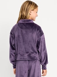 Image number 2 showing, Long-Sleeve Velour Half-Zip Pullover for Girls