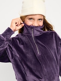 Image number 1 showing, Long-Sleeve Velour Half-Zip Pullover for Girls