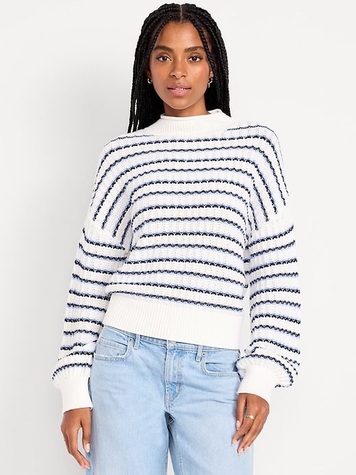Image number 1 showing, Roll-Neck Seaside Cotton Sweater