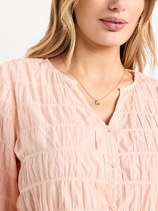 Image number 4 showing, Button-Down Smocked Top