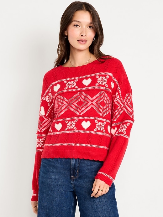 Image number 1 showing, Crew-Neck Heart Sweater