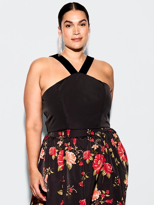 Image number 8 showing, The Occasion by Old Navy Taffeta Cropped Halter Bow Top