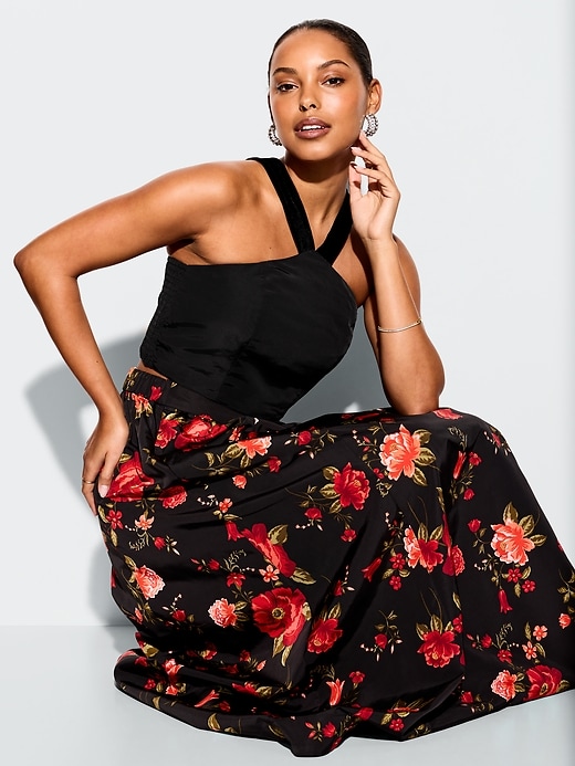 Image number 3 showing, The Occasion by Old Navy Taffeta Cropped Halter Bow Top