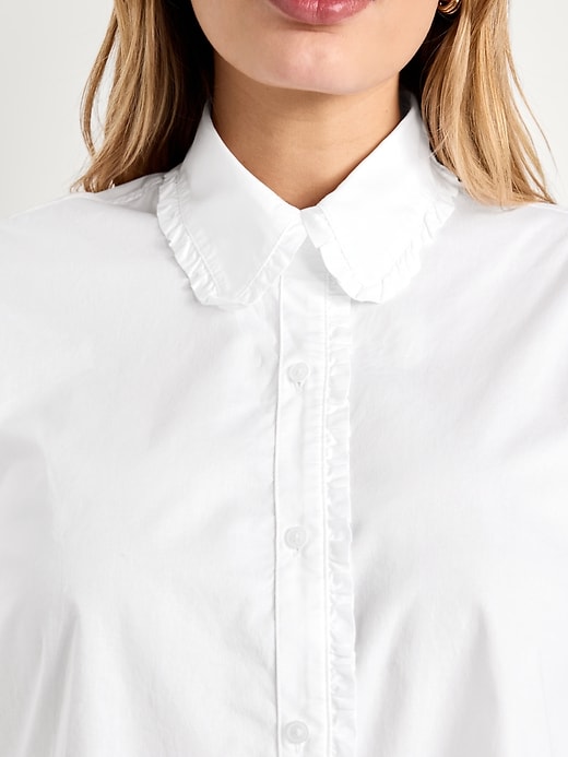 Image number 4 showing, Cropped Button-Down Ruffle Shirt