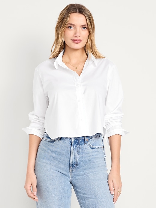 Image number 1 showing, Cropped Button-Down Ruffle Shirt