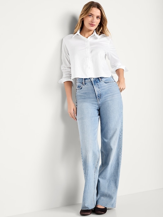 Image number 3 showing, Cropped Button-Down Ruffle Shirt