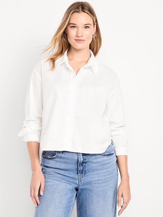 Image number 5 showing, Cropped Button-Down Ruffle Shirt