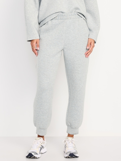 High-Waisted Bounce Fleece Jogger Sweatpants - Heather Gray