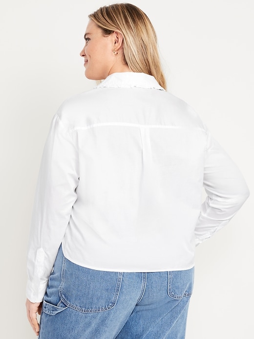 Image number 8 showing, Cropped Button-Down Ruffle Shirt