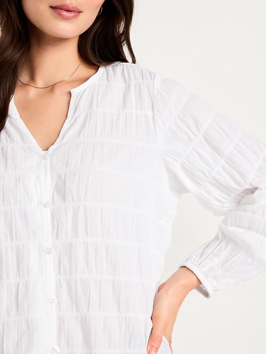 Image number 4 showing, Button-Down Smocked Top