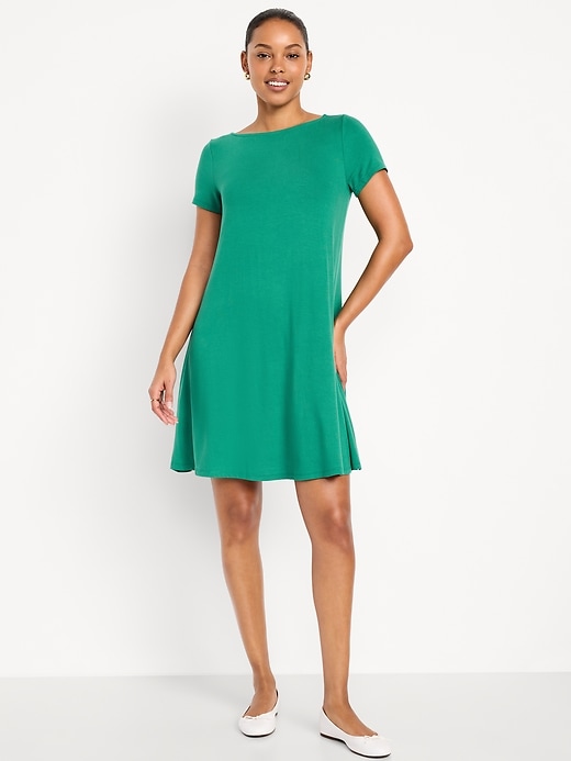 Image number 1 showing, Short-Sleeve Mini Swing Dress