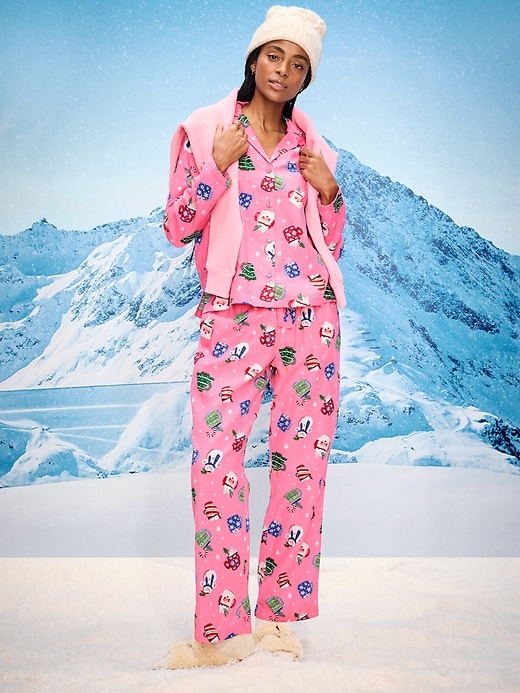 Image number 1 showing, Printed Flannel Pajama Pant Set for Women