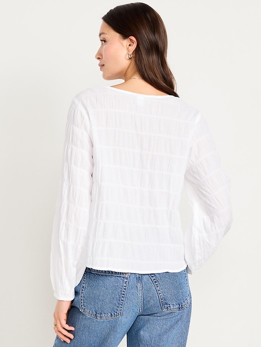 Image number 2 showing, Button-Down Smocked Top