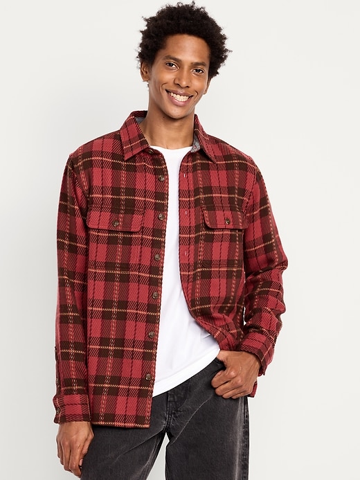 Image number 1 showing, Loose Fit Textured Plaid Pocket Shirt