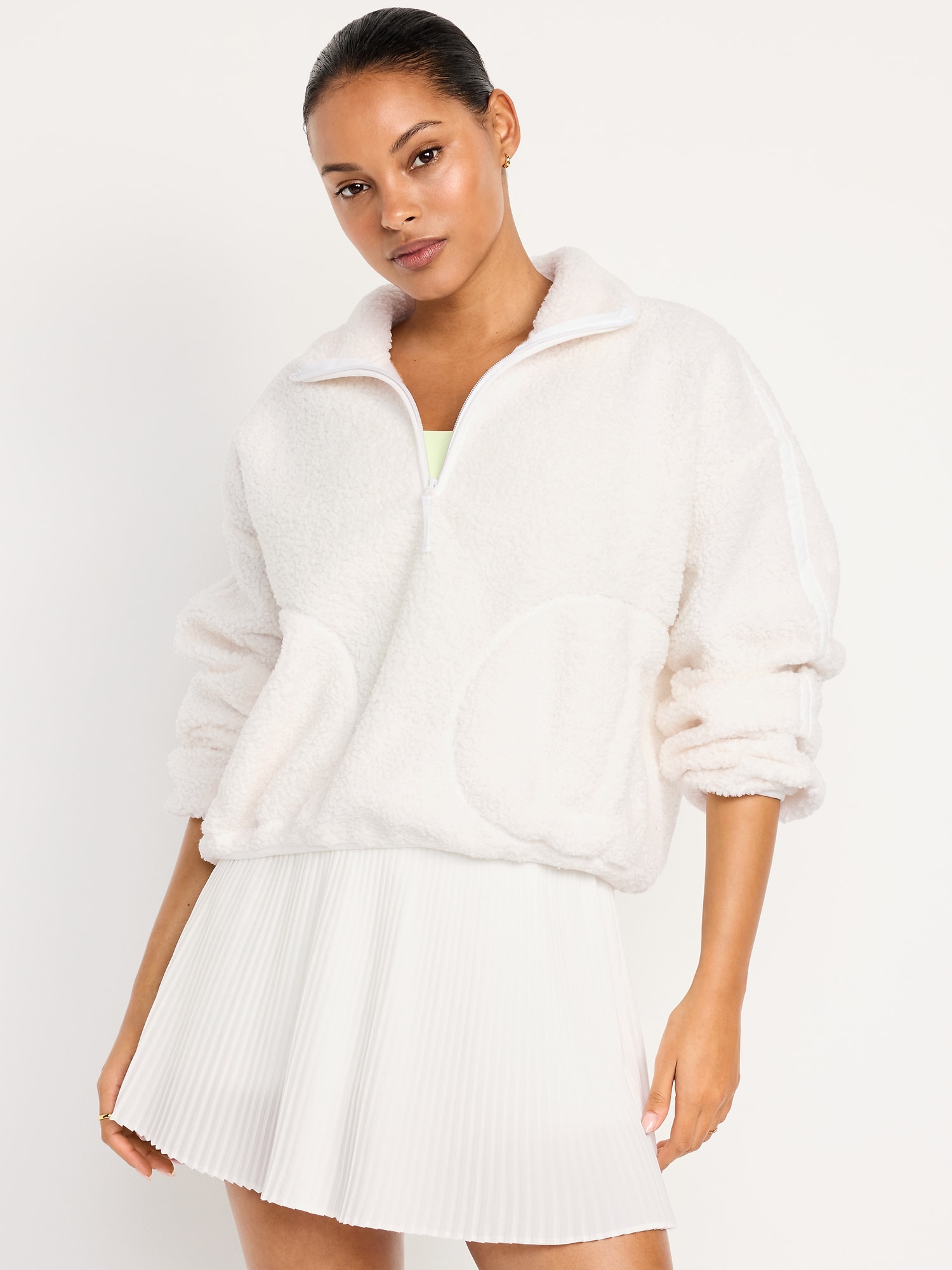 Loose Sherpa Quarter-Zip Pullover | Old Navy