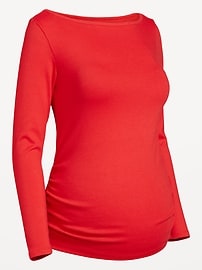 Image number 1 showing, Maternity Long-Sleeve Boatneck T-Shirt