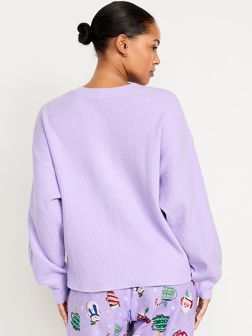 Image number 2 showing, Oversized Cozy Waffle Henley Top