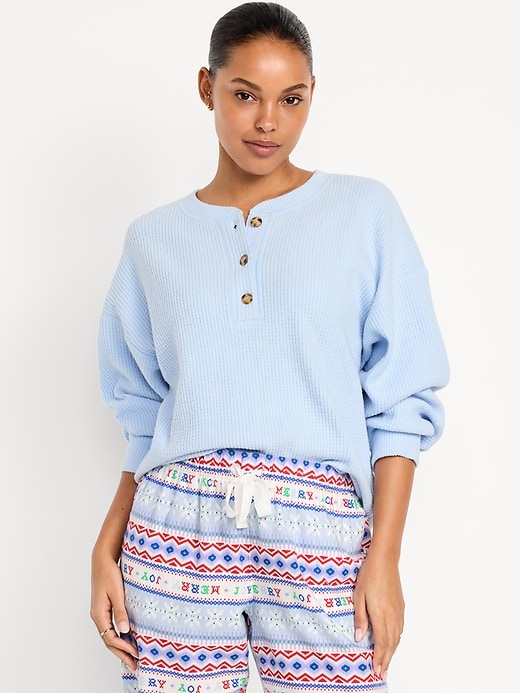 Image number 1 showing, Oversized Cozy Waffle Henley Top