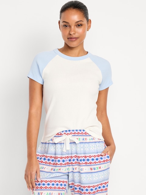 T-shirt moulant à manches raglan - Bleu Pâle