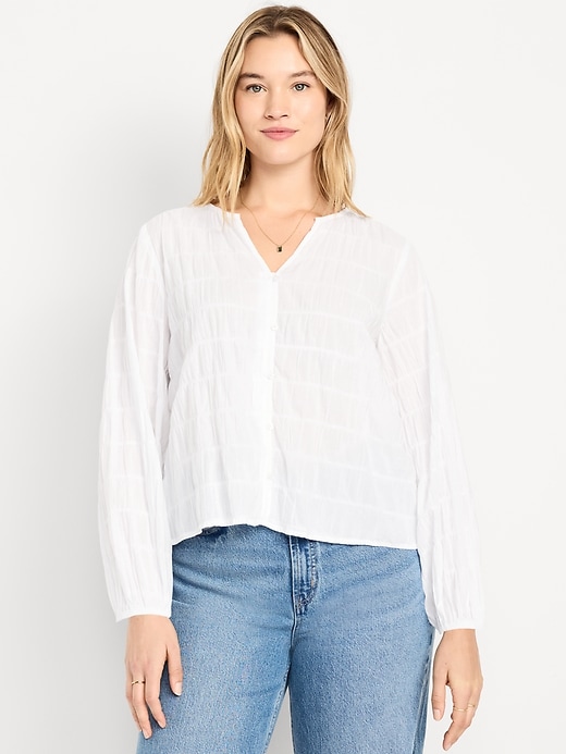 Image number 5 showing, Button-Down Smocked Top