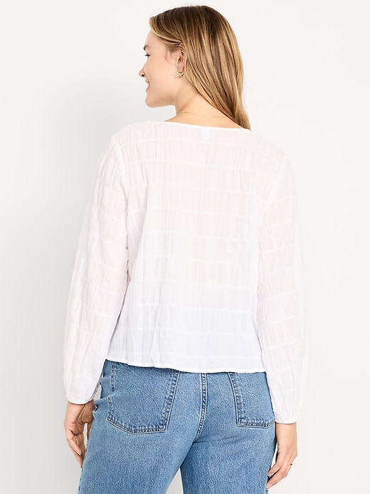 Image number 6 showing, Button-Down Smocked Top