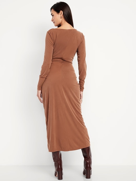 Image number 2 showing, Boat-Neck Ruched Maxi Dress