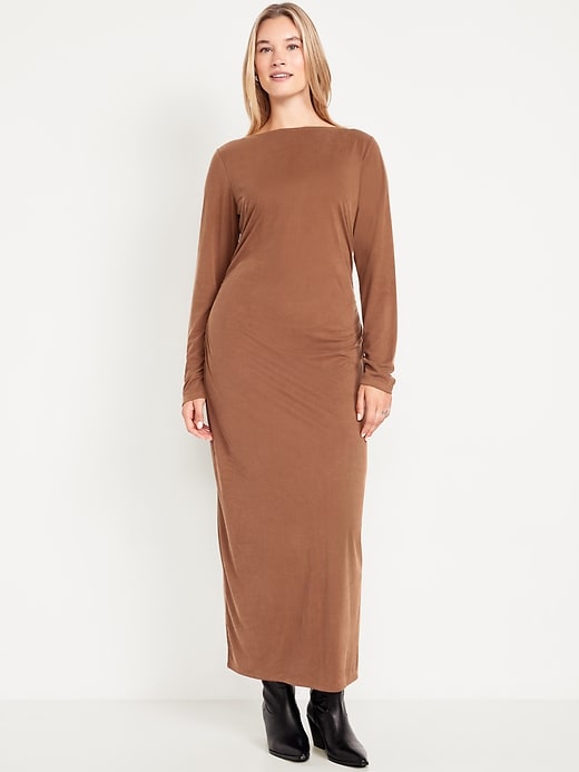 Image number 6 showing, Boat-Neck Ruched Maxi Dress