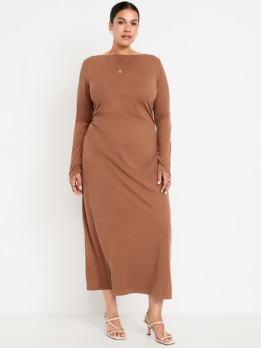 Image number 7 showing, Boat-Neck Ruched Maxi Dress