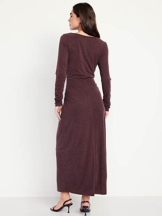 Image number 2 showing, Boat-Neck Ruched Maxi Dress