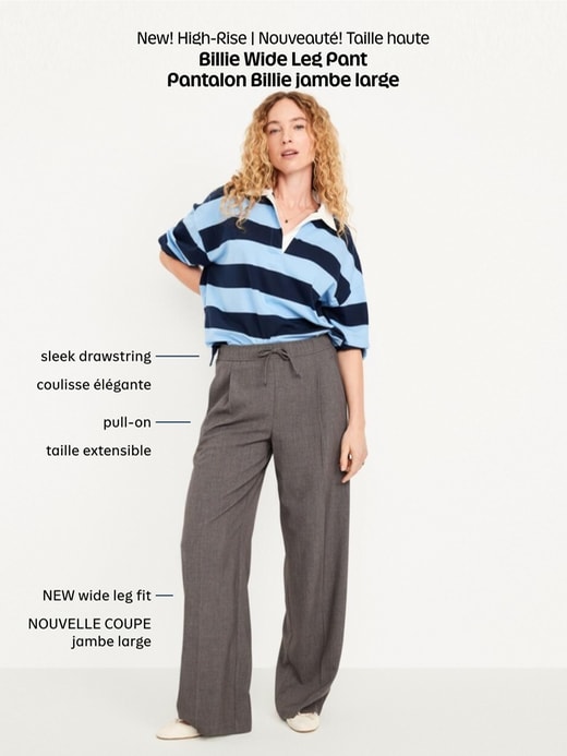 L'image numéro 6 présente Pantalon Billie jambe large à taille haute