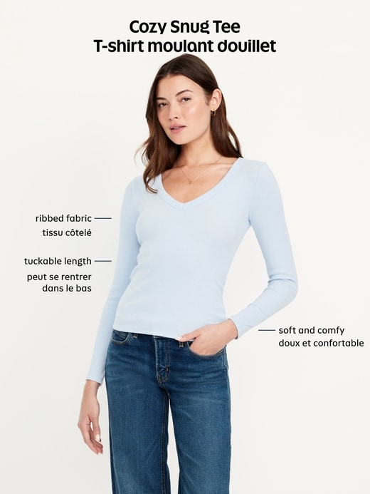 Image number 9 showing, Cozy Snug Long-Sleeve V-Neck T-Shirt