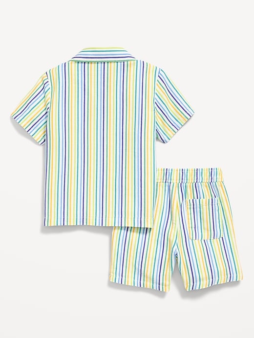 L'image numéro 3 présente Ensemble de chemise et short brodés texturés pour tout-petit