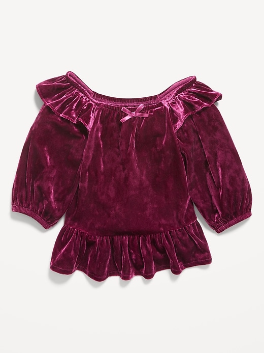 Image number 1 showing, Ruffled Velvet Peplum Top for Toddler Girls