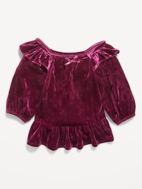 Image number 1 showing, Ruffled Velvet Peplum Top for Toddler Girls