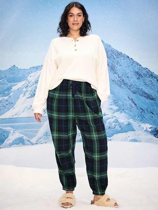 Image number 7 showing, Plaid Flannel Pajama Joggers for Women