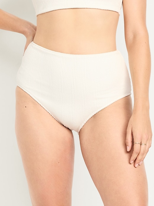 Image number 5 showing, High-Waisted Ribbed Bikini Swim Bottoms