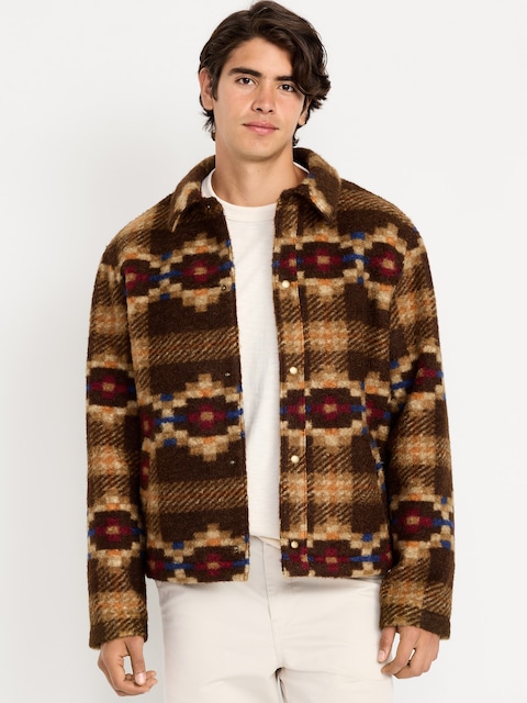 Sherpa-Lined Snap-Button Jacket