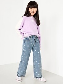 Image number 3 showing, Printed Baggy Wide-Leg Jeans for Girls